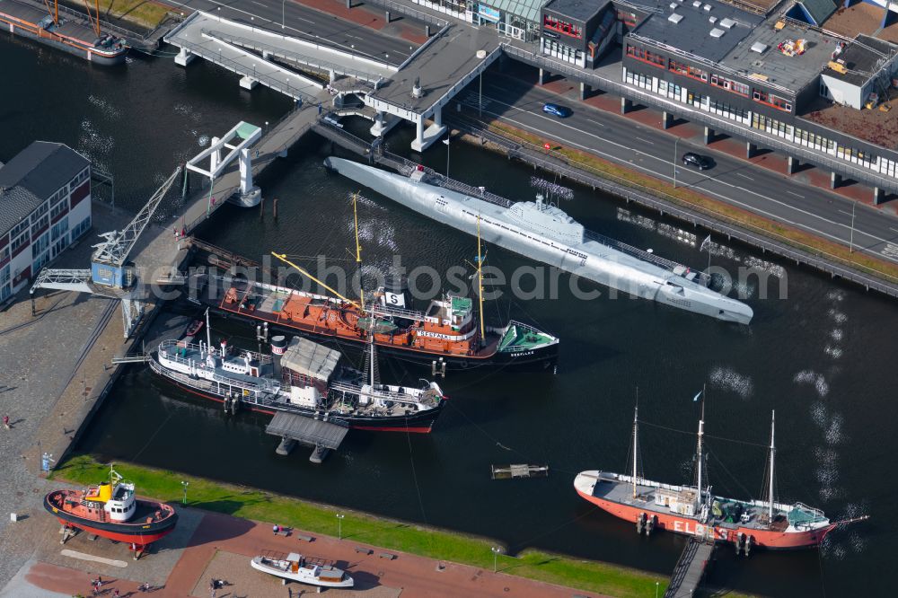 Bremerhaven from above - Museum Ship Shipbuilding and Maritime Museum Museumshafen Deutsches Schifffahrtsmuseum in Bremerhaven in the state of Bremen