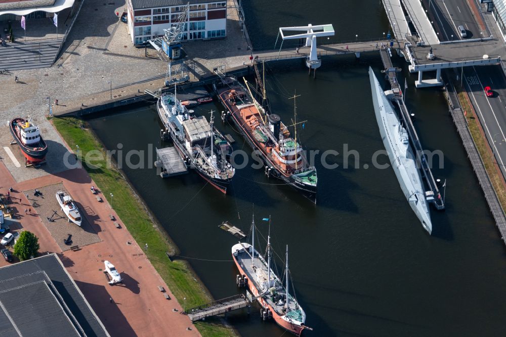 Aerial image Bremerhaven - Museum Ship Shipbuilding and Maritime Museum Museumshafen Deutsches Schifffahrtsmuseum in Bremerhaven in the state of Bremen