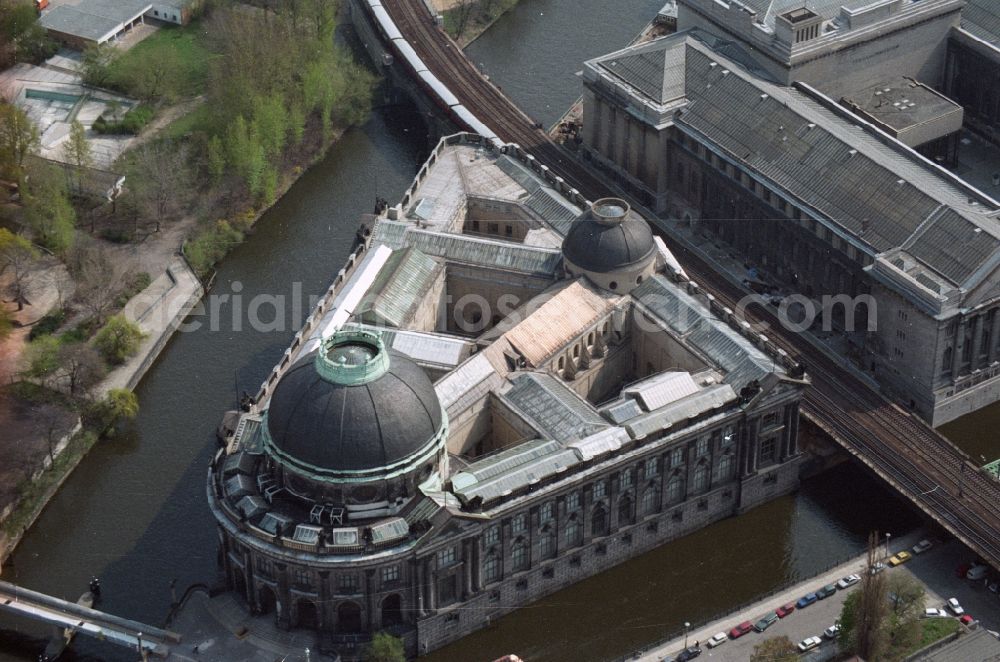 Aerial image Berlin Mitte - Museum Island with the Bode Museum, the Pergamon Museum, the Old National Gallery, the Colonnades and the New Museum. The complex is a World Heritage site by UNESCO