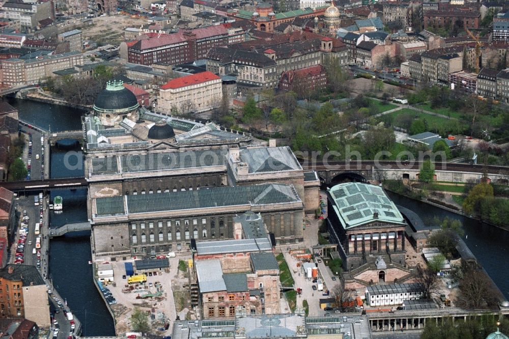 Berlin Mitte from above - Museum Island with the Bode Museum, the Pergamon Museum, the Old National Gallery, the Colonnades and the New Museum. The complex is a World Heritage site by UNESCO