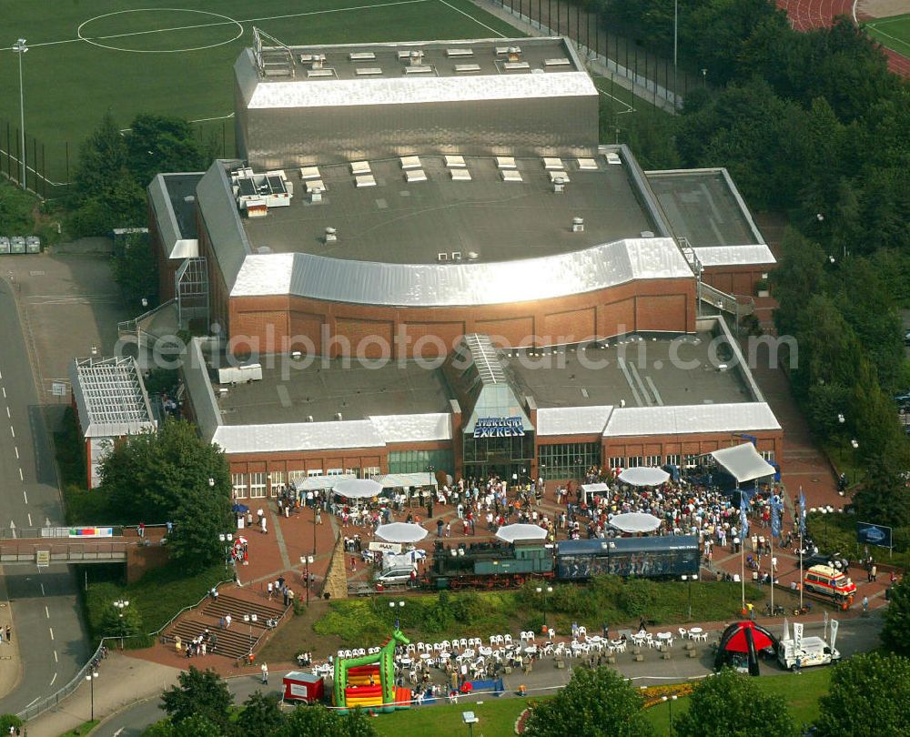 Bochum from above - Blick auf das Theater in dem das Starlight Express Musical aufgeführt wird.