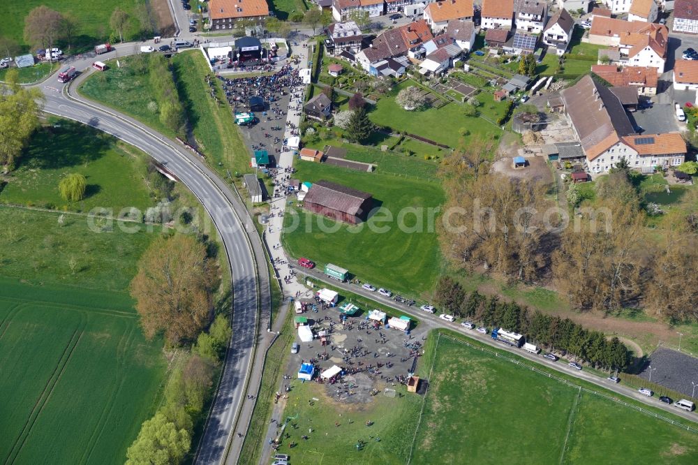 Aerial image Bovenden - Music concert on the outdoor stage Das Gelbe vom Ei of radiostition FFN Niedersachsen in the district Bovenden in Bovenden in the state Lower Saxony