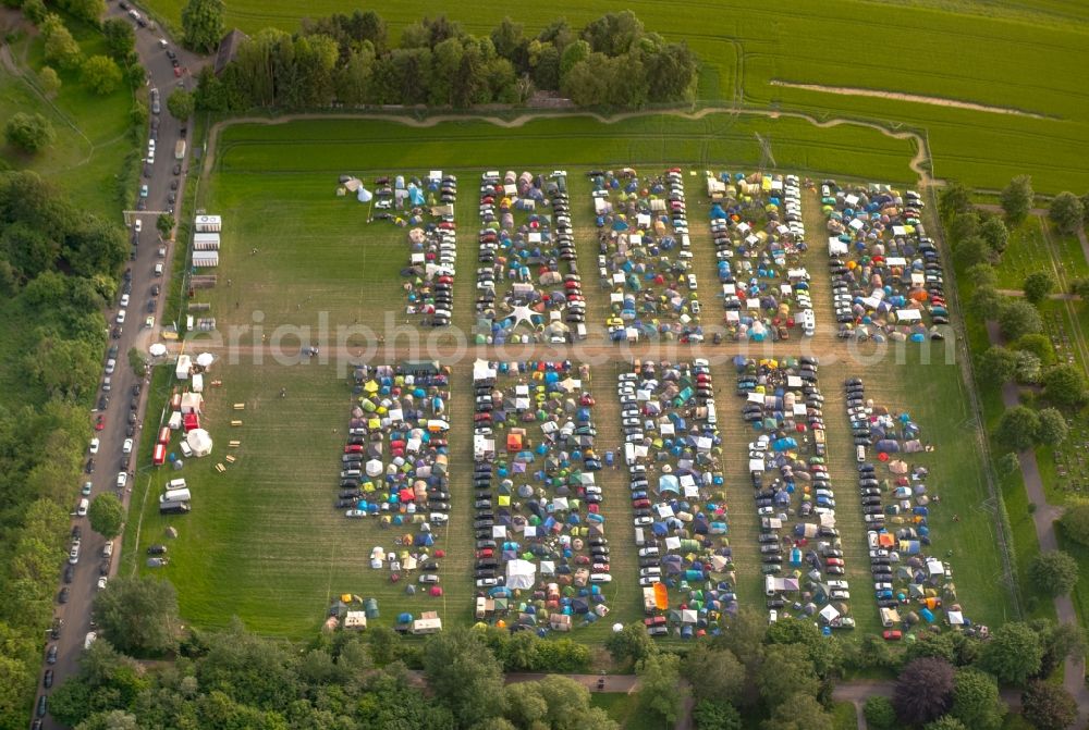 Aerial image Dortmund - Music concert on the outdoor stage des Reggae- Festival im Revierpark Wischlingen in Dortmund in the state North Rhine-Westphalia