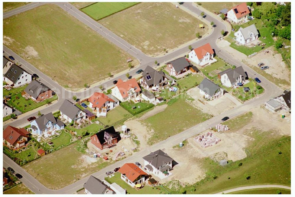 Aerial photograph Teltow / BRB - Bau des Musikerviertels der Deutschen Post Immobilien an der Beethovenstraße in Teltow / Brandenburg. Herr Ing. Manfreg San der Deutsche Post AG, Charles-de-Gaulle-Straße 20, 53113 Bonn,Tel. 0228-182-4202