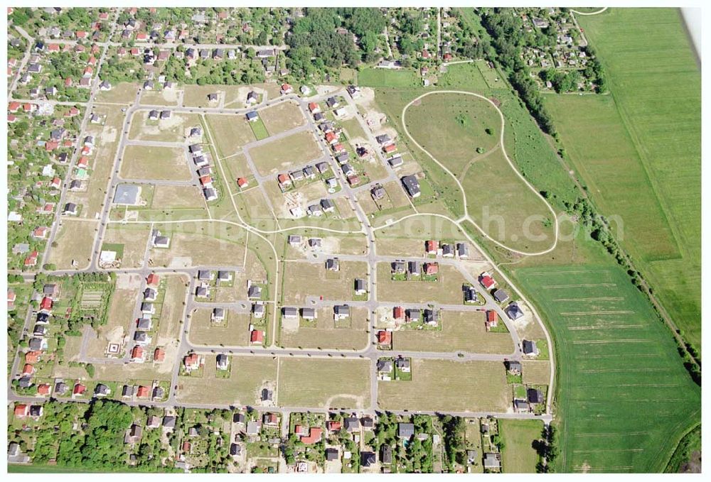 Aerial image Teltow / Brandenburg - Bau des Musikerviertels der Deutschen Post Immobilien an der Beethovenstraße in Teltow / Brandenburg. Herr Dipl.-Ing. Manfred von Sanden Deutsche Post AG, Charles-de-Gaulle-Straße 20, 53113 Bonn,Tel. 0228-182-4202