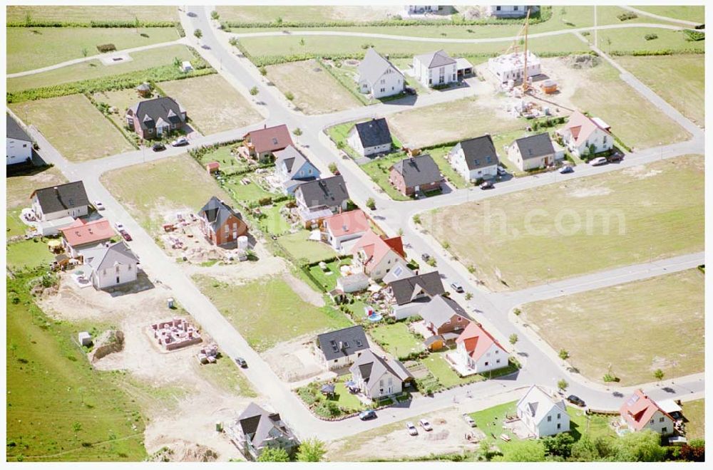 Aerial photograph Teltow / Brandenburg - Bau des Musikerviertels der Deutschen Post Immobilien an der Beethovenstraße in Teltow / Brandenburg. Herr Dipl.-Ing. Manfred von Sanden Deutsche Post AG, Charles-de-Gaulle-Straße 20, 53113 Bonn,Tel. 0228-182-4202