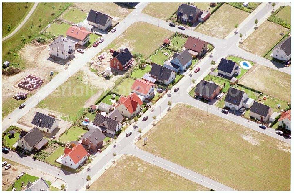 Teltow / Brandenburg from the bird's eye view: Bau des Musikerviertels der Deutschen Post Immobilien an der Beethovenstraße in Teltow / Brandenburg. Herr Dipl.-Ing. Manfred von Sanden Deutsche Post AG, Charles-de-Gaulle-Straße 20, 53113 Bonn,Tel. 0228-182-4202