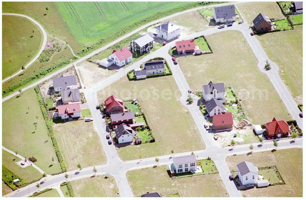 Teltow / Brandenburg from above - Bau des Musikerviertels der Deutschen Post Immobilien an der Beethovenstraße in Teltow / Brandenburg. Herr Dipl.-Ing. Manfred von Sanden Deutsche Post AG, Charles-de-Gaulle-Straße 20, 53113 Bonn,Tel. 0228-182-4202