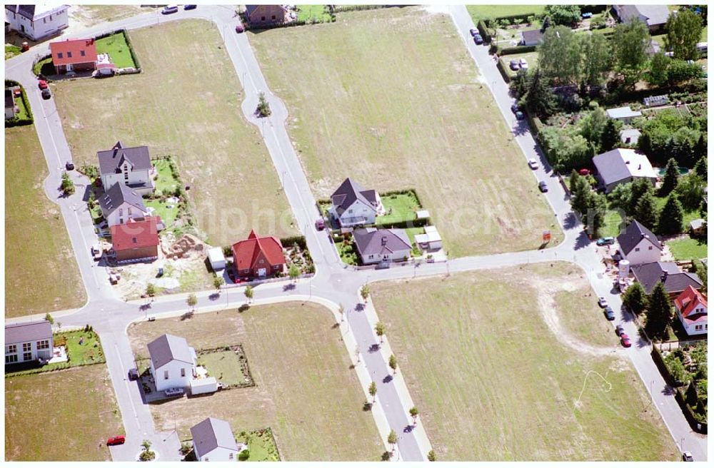 Teltow / Brandenburg from the bird's eye view: Bau des Musikerviertels der Deutschen Post Immobilien an der Beethovenstraße in Teltow / Brandenburg. Herr Dipl.-Ing. Manfred von Sanden Deutsche Post AG, Charles-de-Gaulle-Straße 20, 53113 Bonn,Tel. 0228-182-4202