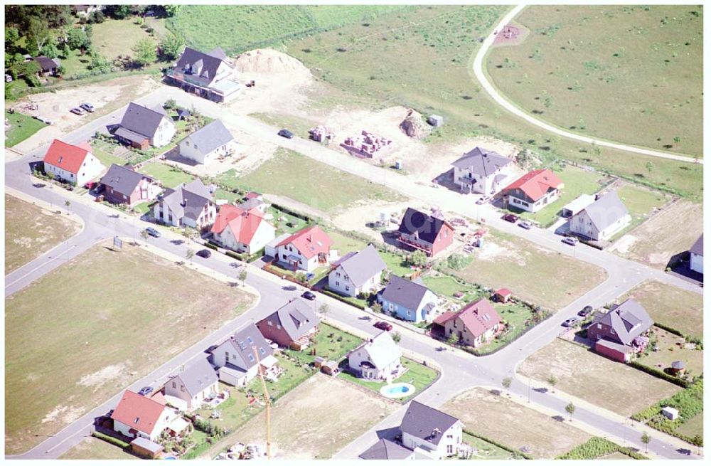 Teltow / Brandenburg from the bird's eye view: Bau des Musikerviertels der Deutschen Post Immobilien an der Beethovenstraße in Teltow / Brandenburg. Herr Dipl.-Ing. Manfred von Sanden Deutsche Post AG, Charles-de-Gaulle-Straße 20, 53113 Bonn,Tel. 0228-182-4202