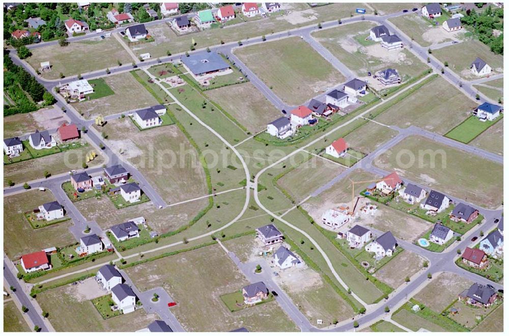 Aerial image Teltow / Brandenburg - Bau des Musikerviertels der Deutschen Post Immobilien an der Beethovenstraße in Teltow / Brandenburg. Herr Dipl.-Ing. Manfred von Sanden Deutsche Post AG, Charles-de-Gaulle-Straße 20, 53113 Bonn,Tel. 0228-182-4202