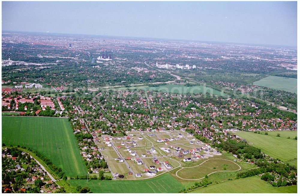 Aerial image Teltow / Brandenburg - Bau des Musikerviertels der Deutschen Post Immobilien an der Beethovenstraße in Teltow / Brandenburg. Herr Dipl.-Ing. Manfred von Sanden Deutsche Post AG, Charles-de-Gaulle-Straße 20, 53113 Bonn,Tel. 0228-182-4202