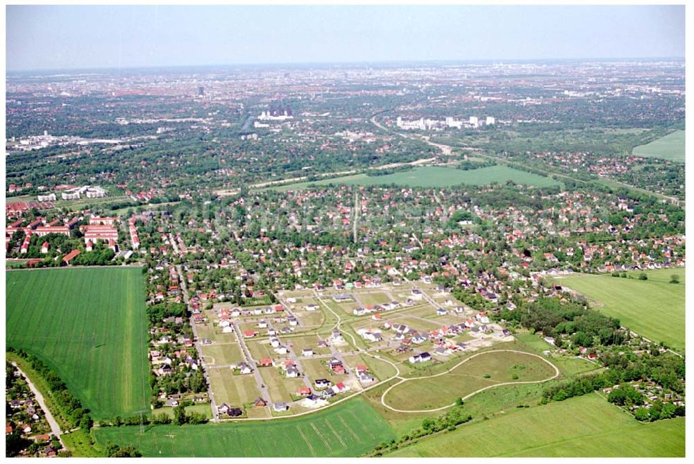 Teltow / Brandenburg from the bird's eye view: Bau des Musikerviertels der Deutschen Post Immobilien an der Beethovenstraße in Teltow / Brandenburg. Herr Dipl.-Ing. Manfred von Sanden Deutsche Post AG, Charles-de-Gaulle-Straße 20, 53113 Bonn,Tel. 0228-182-4202