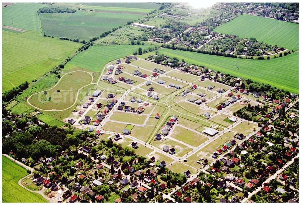 Aerial image Teltow / Brandenburg - Bau des Musikerviertels der Deutschen Post Immobilien an der Beethovenstraße in Teltow / Brandenburg. Herr Dipl.-Ing. Manfred von Sanden Deutsche Post AG, Charles-de-Gaulle-Straße 20, 53113 Bonn,Tel. 0228-182-4202