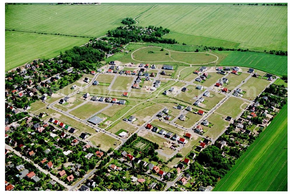 Teltow / Brandenburg from the bird's eye view: Bau des Musikerviertels der Deutschen Post Immobilien an der Beethovenstraße in Teltow / Brandenburg. Herr Dipl.-Ing. Manfred von Sanden Deutsche Post AG, Charles-de-Gaulle-Straße 20, 53113 Bonn,Tel. 0228-182-4202