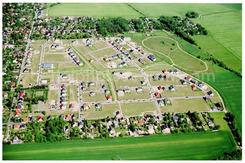 Aerial image Teltow / Brandenburg - Bau des Musikerviertels der Deutschen Post Immobilien an der Beethovenstraße in Teltow / Brandenburg. Herr Dipl.-Ing. Manfred von Sanden Deutsche Post AG, Charles-de-Gaulle-Straße 20, 53113 Bonn,Tel. 0228-182-4202