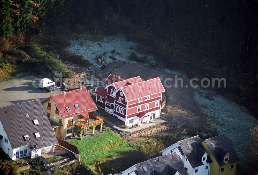 Engelskirchen from above - Model house single-family house of the company Schwedenhaus on the street Sachsenweg in the district Ruenderoth in Engelskirchen in the state North Rhine-Westphalia, Germany