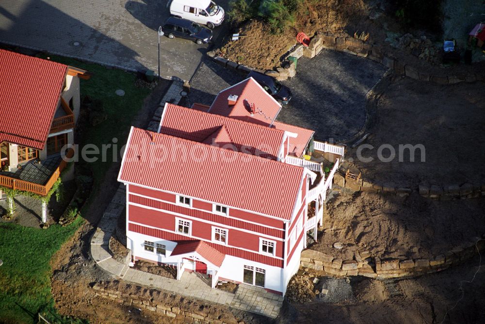 Engelskirchen from above - Model house single-family house of the company Schwedenhaus on the street Sachsenweg in the district Ruenderoth in Engelskirchen in the state North Rhine-Westphalia, Germany