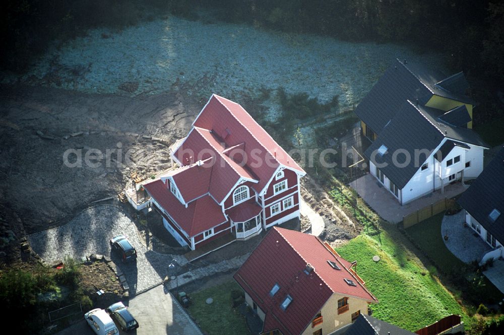 Aerial image Engelskirchen - Model house single-family house of the company Schwedenhaus on the street Sachsenweg in the district Ruenderoth in Engelskirchen in the state North Rhine-Westphalia, Germany