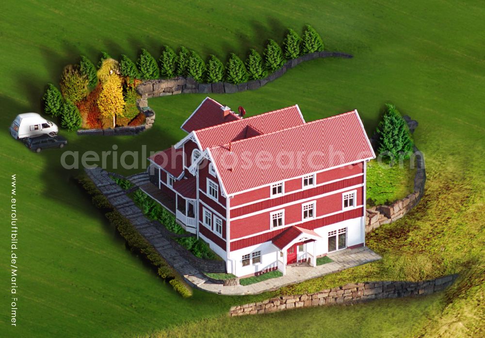 Engelskirchen from above - Model house single-family house of the company Schwedenhaus on the street Sachsenweg in the district Ruenderoth in Engelskirchen in the state North Rhine-Westphalia, Germany