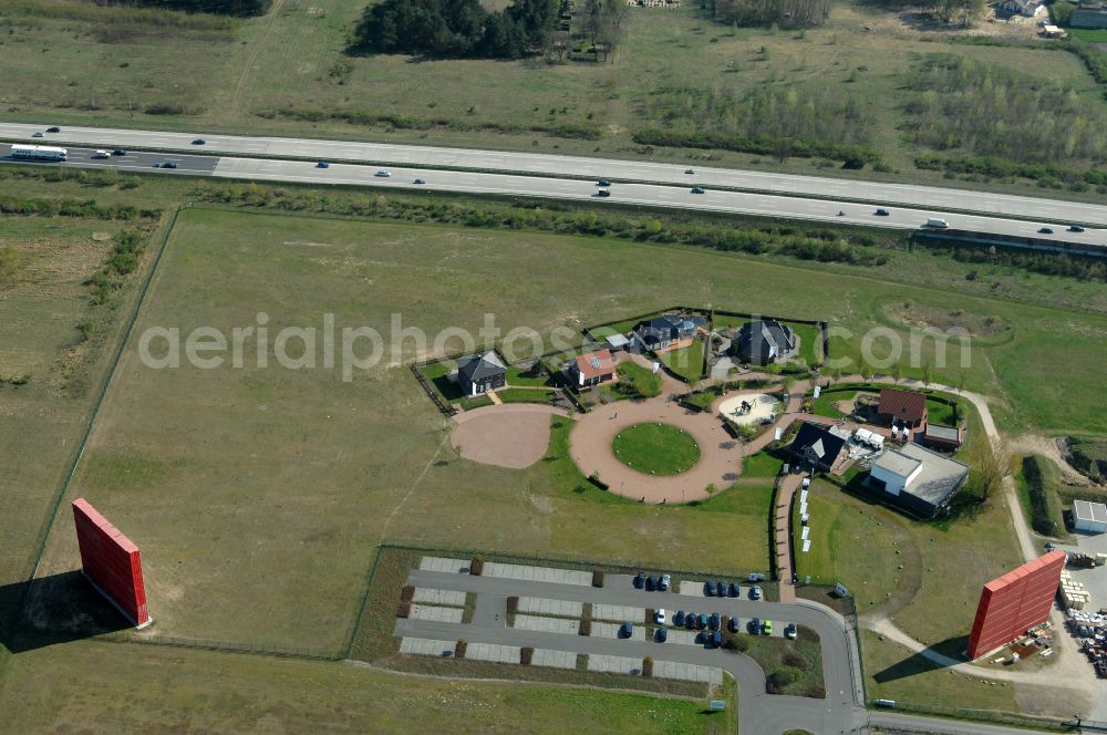 Grebs from above - Residential area model home park- single-family house- settlement on street Am Massivhauspark in Grebs in the state Brandenburg, Germany