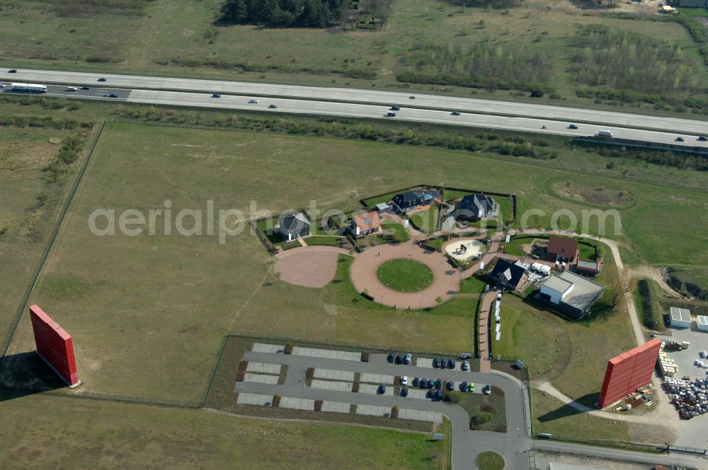 Grebs from the bird's eye view: Residential area model home park- single-family house- settlement on street Am Massivhauspark in Grebs in the state Brandenburg, Germany