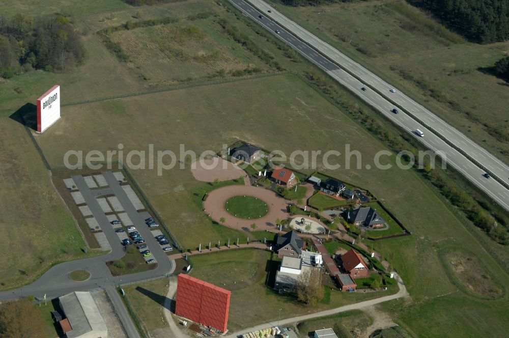 Aerial photograph Grebs - Residential area model home park- single-family house- settlement on street Am Massivhauspark in Grebs in the state Brandenburg, Germany