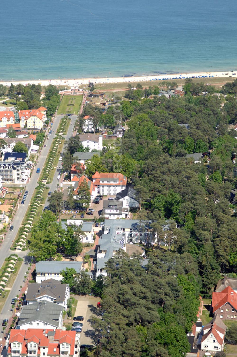 Aerial image BAABE - Blick auf die Mutter und Kind- Klinik der AWO Sano gGmbH an der Strandstrasse 20 in 18586 Ostseebad Baabe.