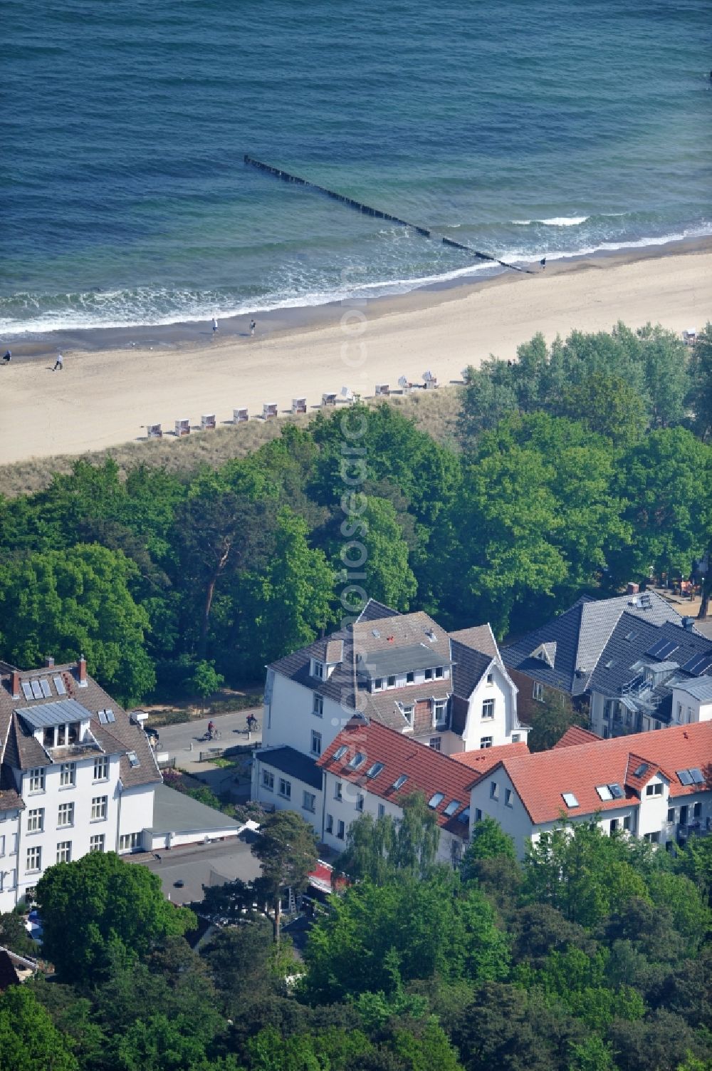 Kühlungsborn from above - Mother-child nursing center of the AWO Sano gGmbH at the beach of the Baltic Sea in Kühlungsborn in Mecklenburg-Western Pomerania