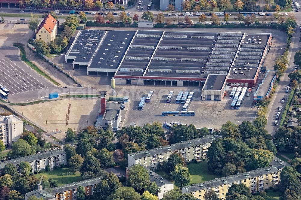 München from above - Site of the depot of the MVG in Munich in the state Bavaria, Germany