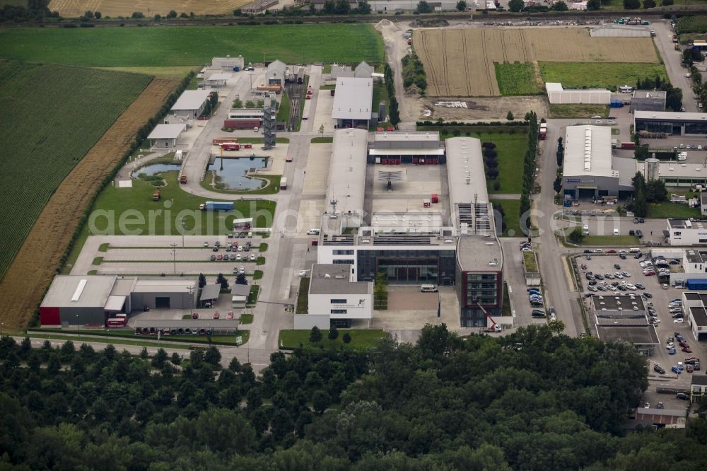 Tulln an der Donau from above - Grounds of the fire depot on Langenlebarner Strasse in Tulln an der Donau in Lower Austria, Austria