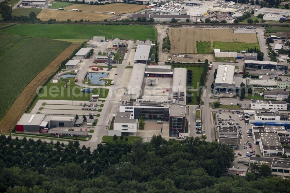 Tulln an der Donau from the bird's eye view: Grounds of the fire depot on Langenlebarner Strasse in Tulln an der Donau in Lower Austria, Austria