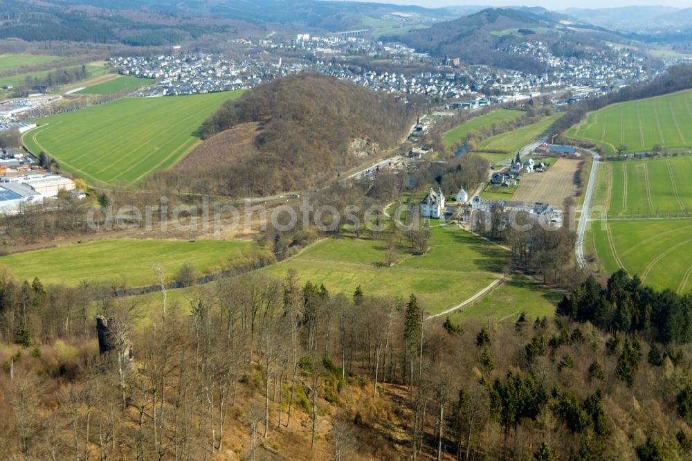 Aerial image Meschede - Depot of the Municipal Transport Company BRS Busverkehr Ruhr-Sieg GmbH Laer in the district Enste in Meschede in the state North Rhine-Westphalia