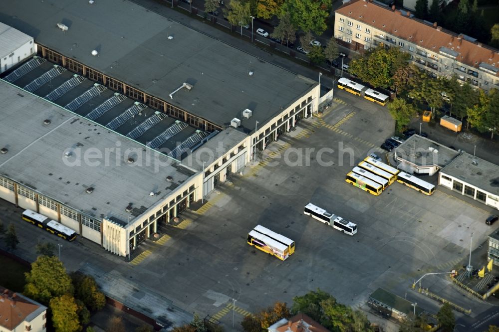 Berlin from the bird's eye view: Depot of the Municipal Transport Company BVB Am Strassenbahnhof - Gradestrasse im Stadtteil Neukoelln in Berlin