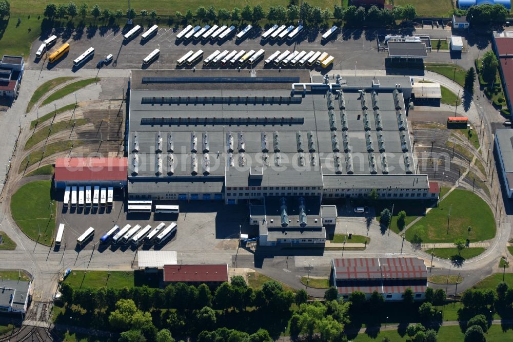 Aerial photograph Most - Depot of the Municipal Transport Company Dopravni podnik mest Most a Litvinov in Most in , Czech Republic