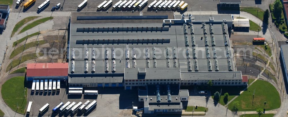 Most from above - Depot of the Municipal Transport Company Dopravni podnik mest Most a Litvinov in Most in , Czech Republic