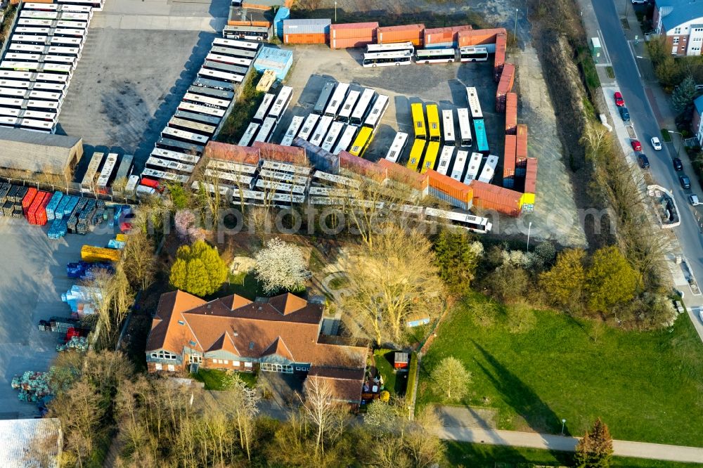 Hamm from above - Depot of the Municipal Transport Company on Hellweg in Hamm in the state North Rhine-Westphalia, Germany