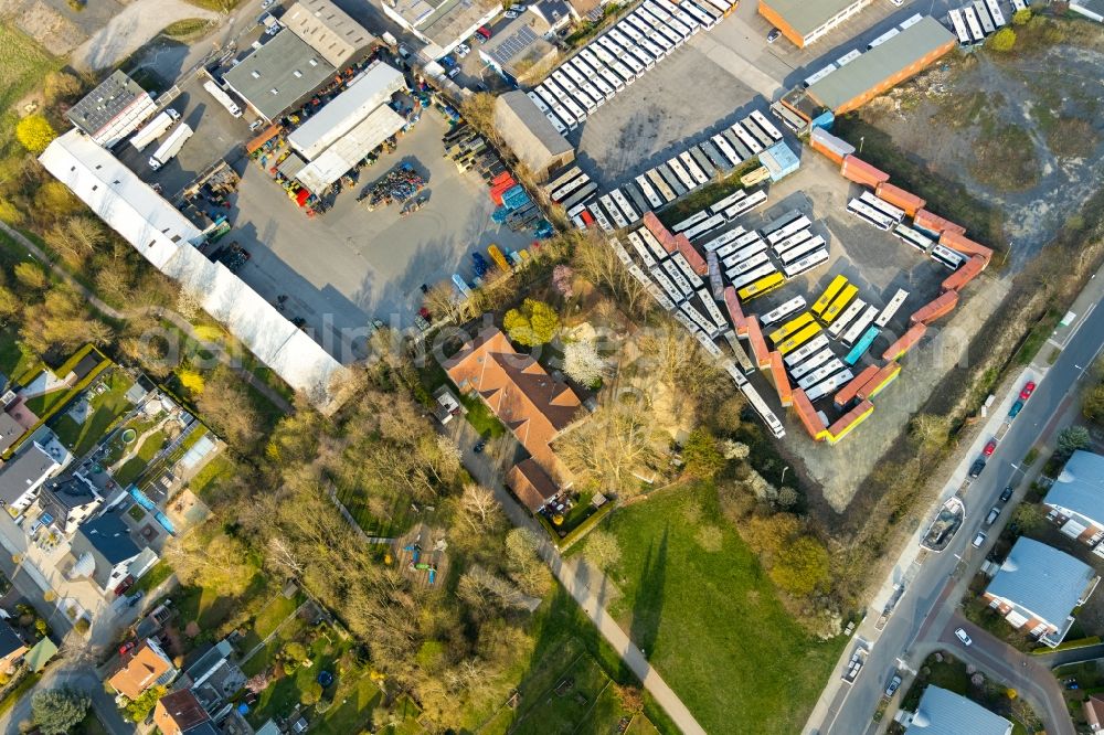 Aerial image Hamm - Depot of the Municipal Transport Company on Hellweg in Hamm in the state North Rhine-Westphalia, Germany