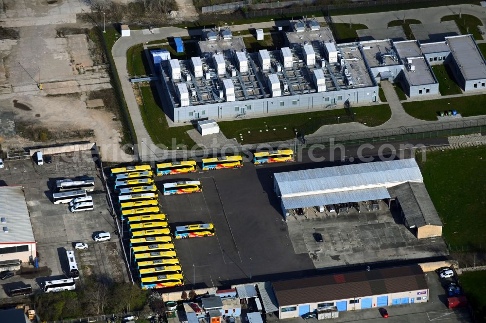 Aerial photograph Leipzig - Depot of the Municipal Transport Company on Plautstrasse - Ernst-Keil-Strasse in the district Neulindenau in Leipzig in the state Saxony, Germany