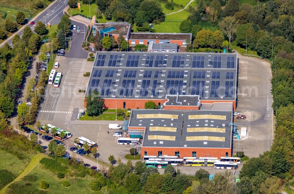 Aerial image Ennepetal - Depot of the Municipal Transport Company Verkehrsgesellschaft Ennepe-Ruhr mbH on Wuppermannshof in Ennepetal in the state North Rhine-Westphalia, Germany