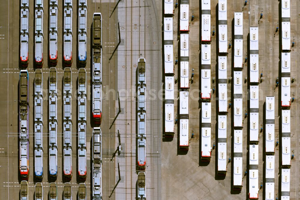 Bremen from above - Tram depot of the Municipal Transport Company Bremer Strassenbahn AG in Bremen, Germany