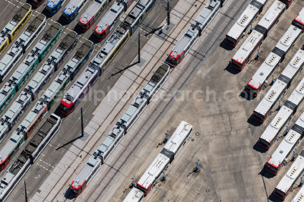 Bremen from the bird's eye view: Tram depot of the Municipal Transport Company Bremer Strassenbahn AG in Bremen, Germany