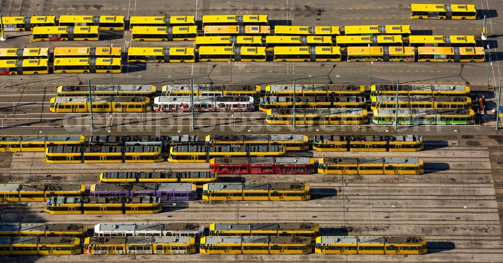 Essen from the bird's eye view: Tram depot of the Municipal Transport Company in Essen in the state North Rhine-Westphalia