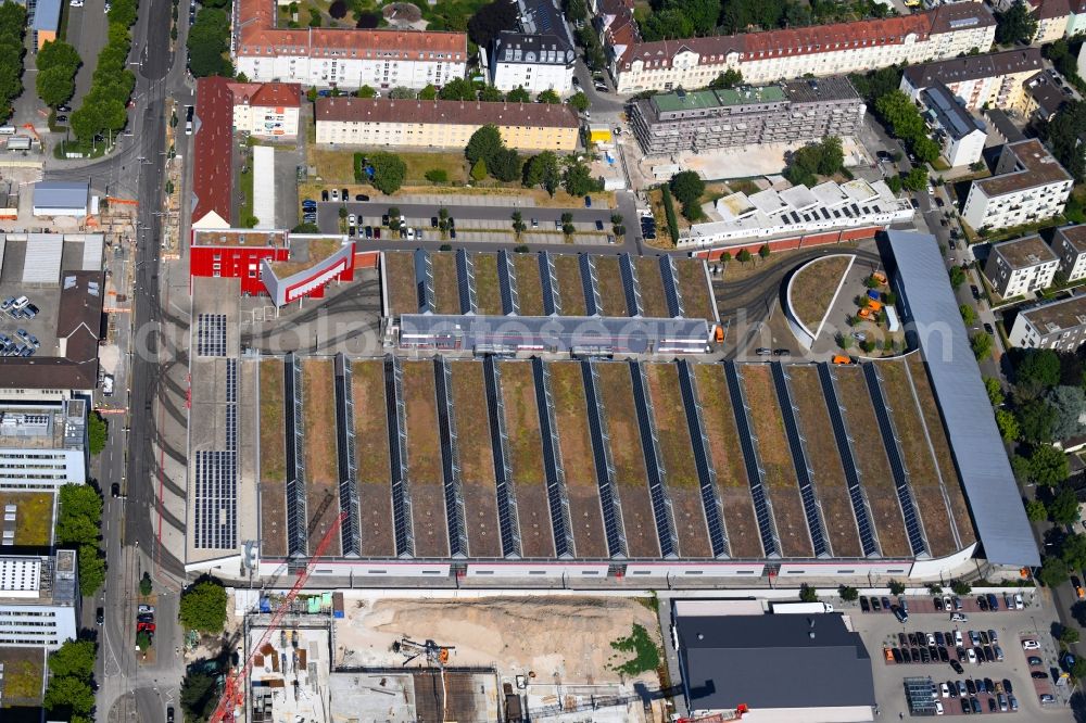 Aerial photograph Karlsruhe - Tram depot of the Municipal Transport Company of Karlsruher Verkehrsverbund GmbH in the district Oststadt in Karlsruhe in the state Baden-Wurttemberg, Germany