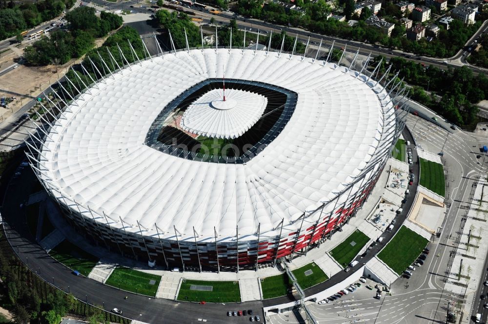 Warschau from above - The new built stadium National Stadium in Warsaw bevore opening EM 2012 in Poland