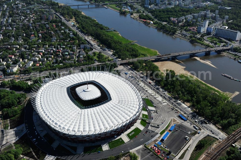 Aerial image Warschau - The new built stadium National Stadium in Warsaw bevore opening EM 2012 in Poland