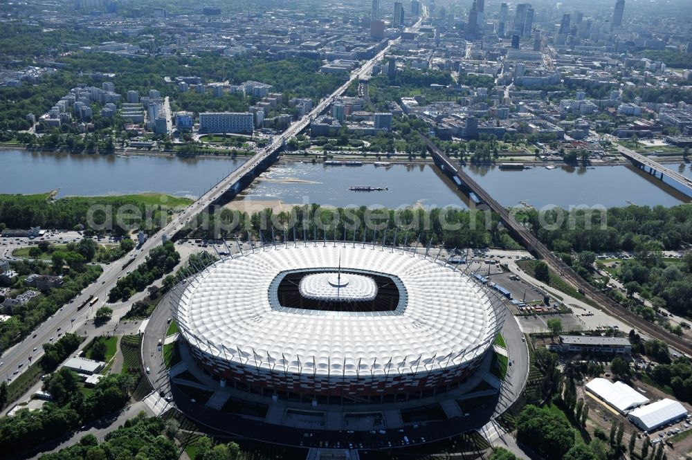 Warschau from above - The new built stadium National Stadium in Warsaw bevore opening EM 2012 in Poland