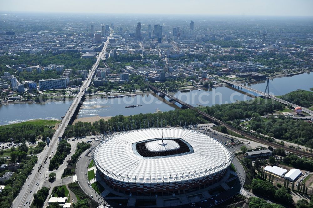 Aerial image Warschau - The new built stadium National Stadium in Warsaw bevore opening EM 2012 in Poland