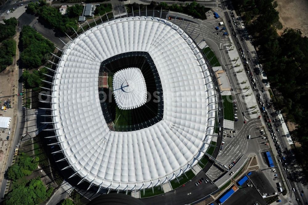 Aerial image Warschau - The new built stadium National Stadium in Warsaw bevore opening EM 2012 in Poland