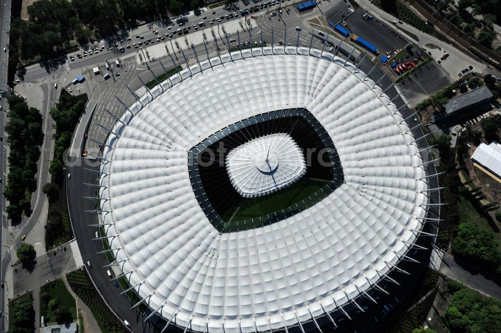 Warschau from above - The new built stadium National Stadium in Warsaw bevore opening EM 2012 in Poland